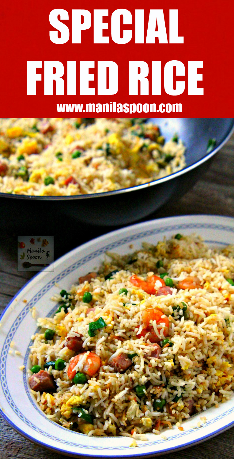 Easy and yummy way to make your favorite take-away Chinese Special Fried Rice. | manilaspoon.com