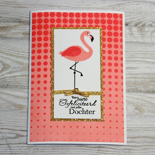 Flamingo card for a baby girl