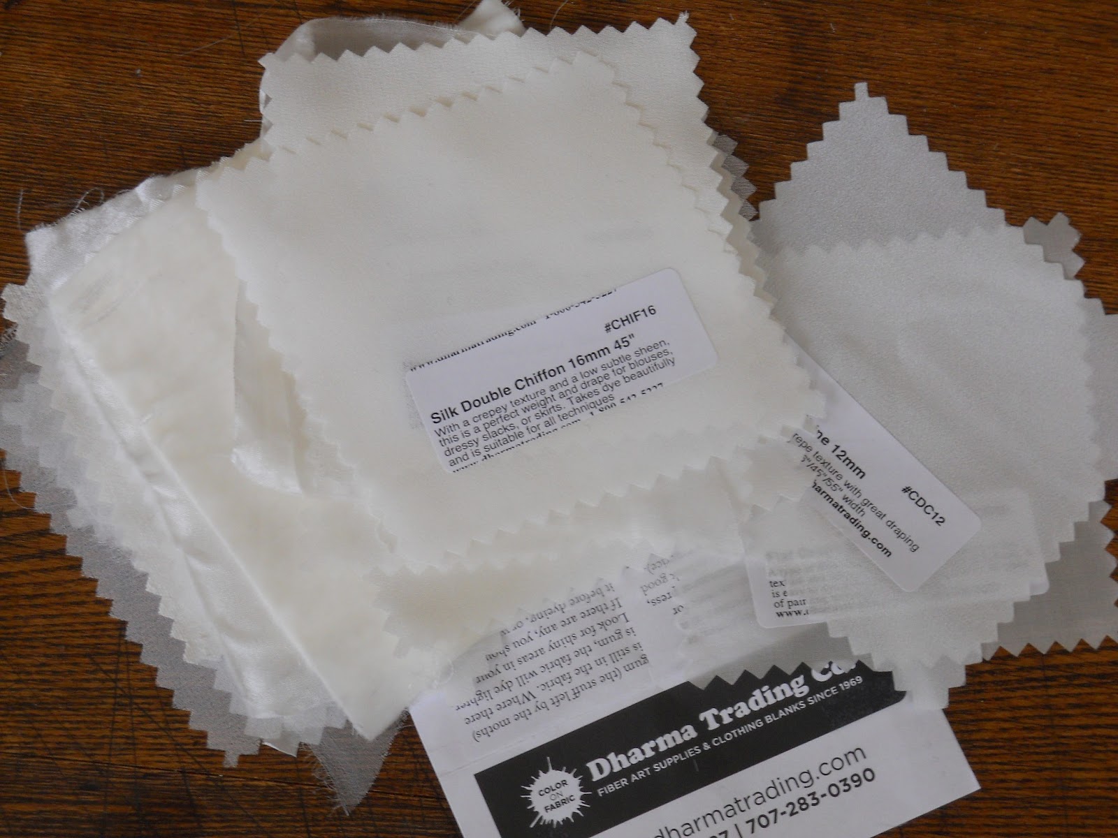 Spit & Vinegar Silk fabric samples for dye experiments