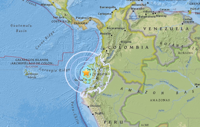 Terremoto Oggi Ecuador: Sisma M6 vicino Bahia de Caraquez