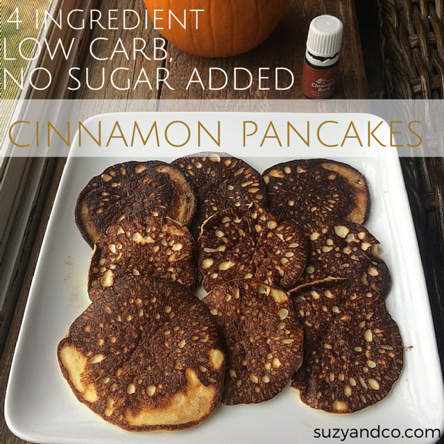 low carb, no sugar added cinnamon pancakes suzy+co