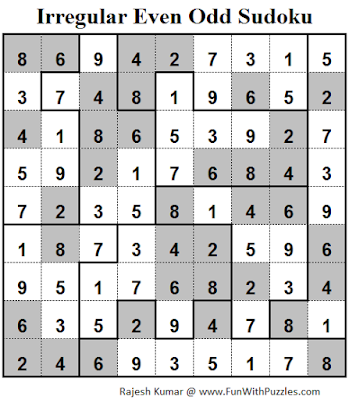 Irregular Even Odd Sudoku (Fun With Sudoku #81) Solution