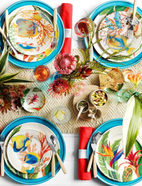 Beach Themed Dinnerware Sets Coastal Melamine Dinnerware Tropical