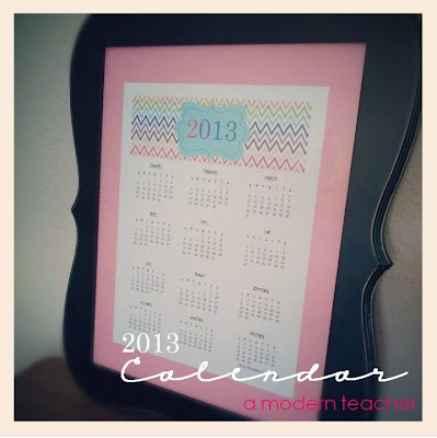 2013 Colorful Calendar FREEBIE! www.amodernteacher.com