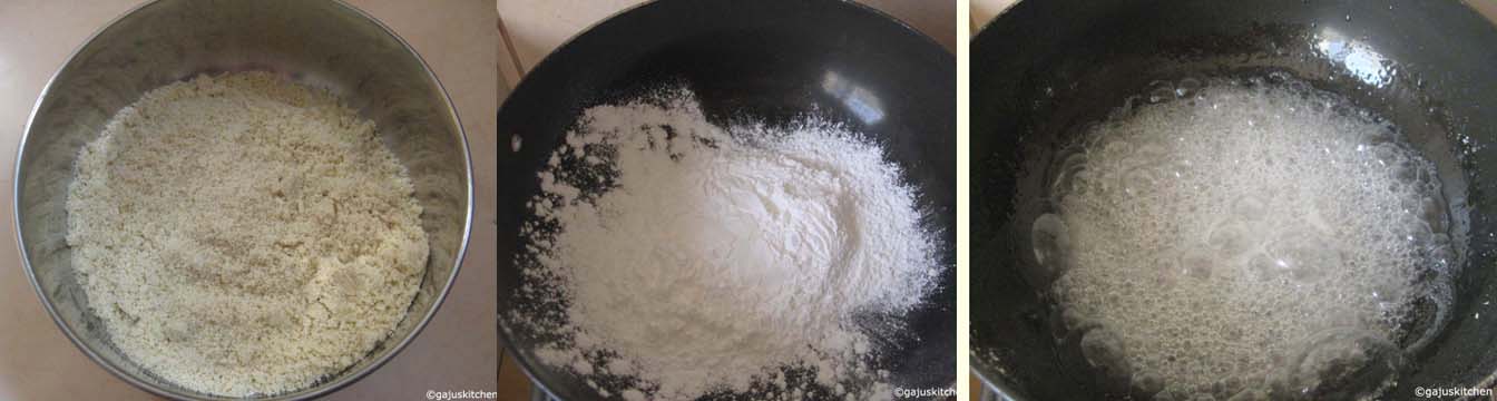 cashew/Sugar powder and Sugar syrup preparation