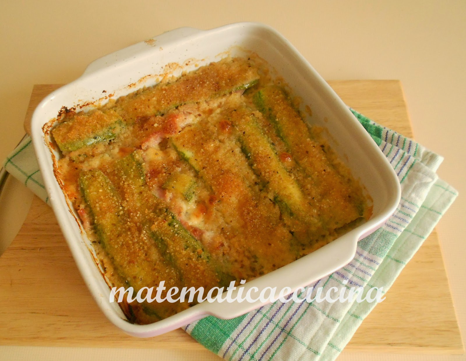 mtematicaecucina Torta di Zucchine con Prosciutto cotto e Mozzarella
