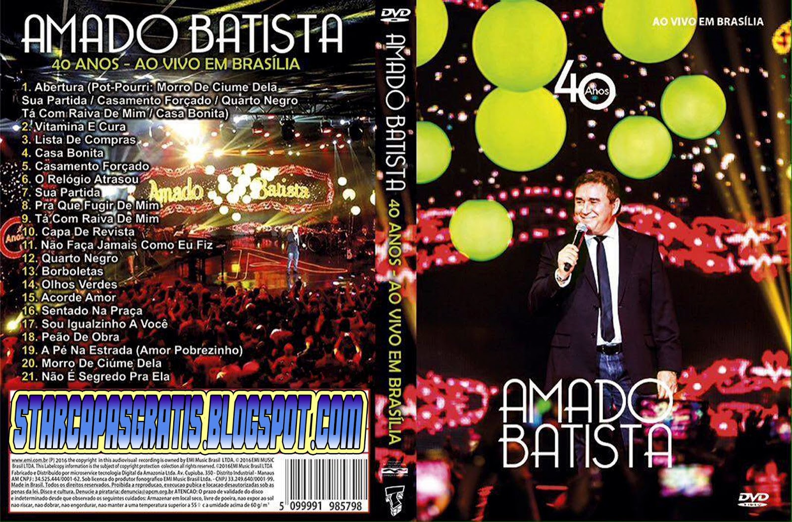 Amado Batista 40 Anos Ao Vivo (2016) Capa Dvd
