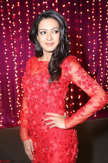 Catherine Tresa in red transparent gown at Zee Telugu Apsara Awards 2017 07