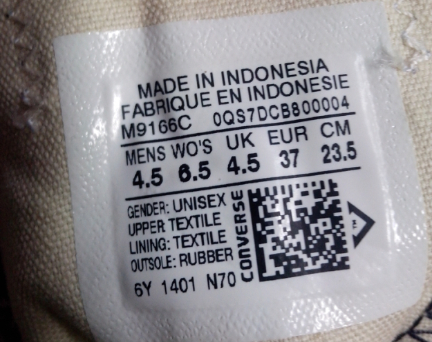 Ciri Ciri Tag Size Converse Original