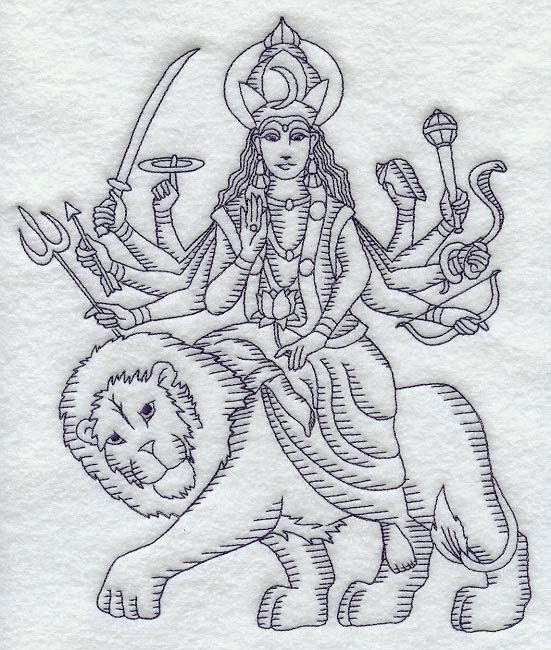 HiNDU GOD goddess durga sketch