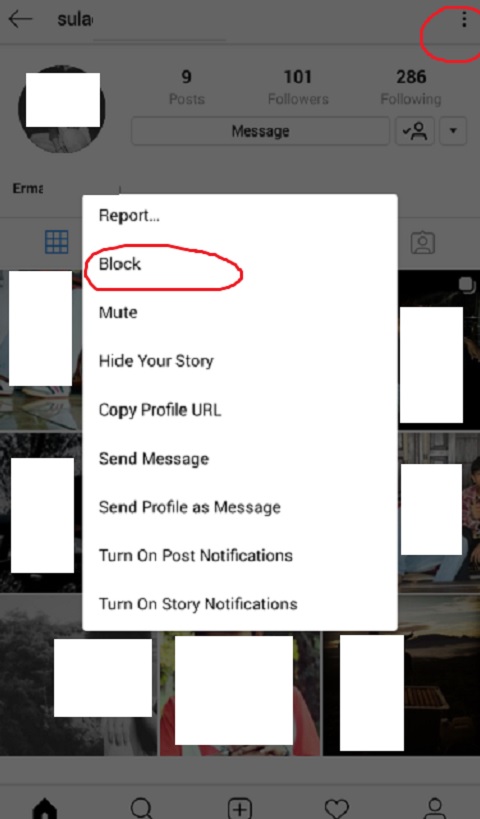 Pilih Menu Block di Instagram