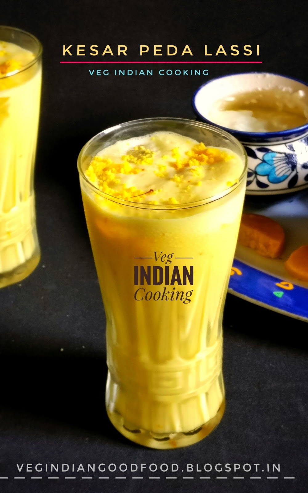 Veg Indian Cooking Kesar Malai Peda Lassi