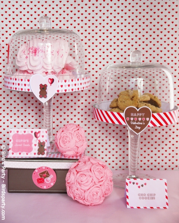 Valentine's Day Party Ideas - Pink and Red Cookies and Milk Party and Printables - BirdsParty.com