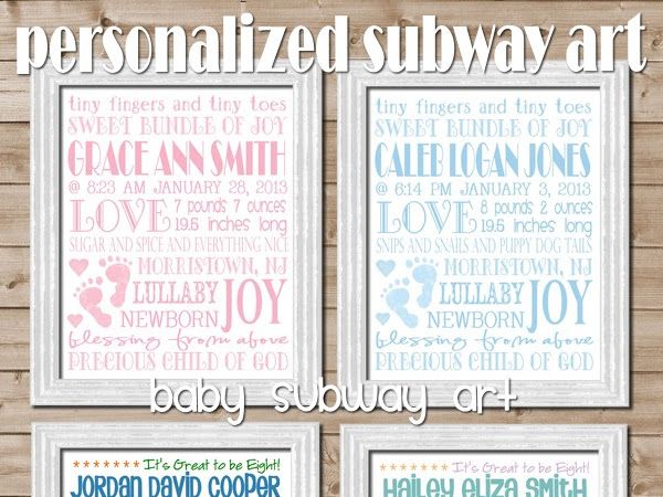 {NEW} Personalized Family & Baby Subway Art