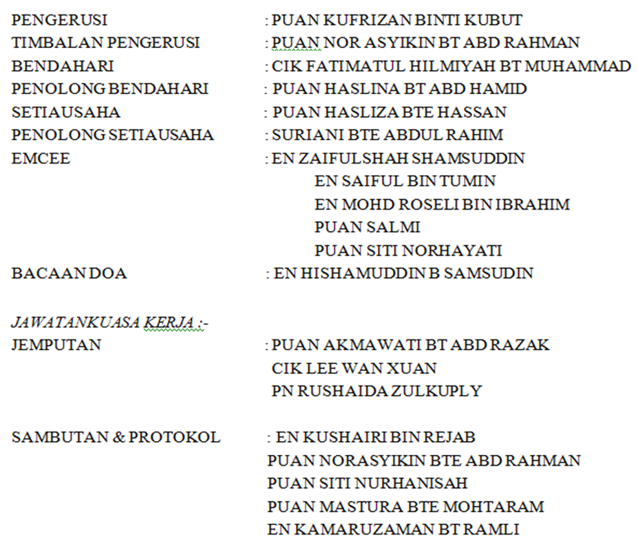 Ahli Jawatankuasa Program In English : Contoh Surat Lantikan Ajk