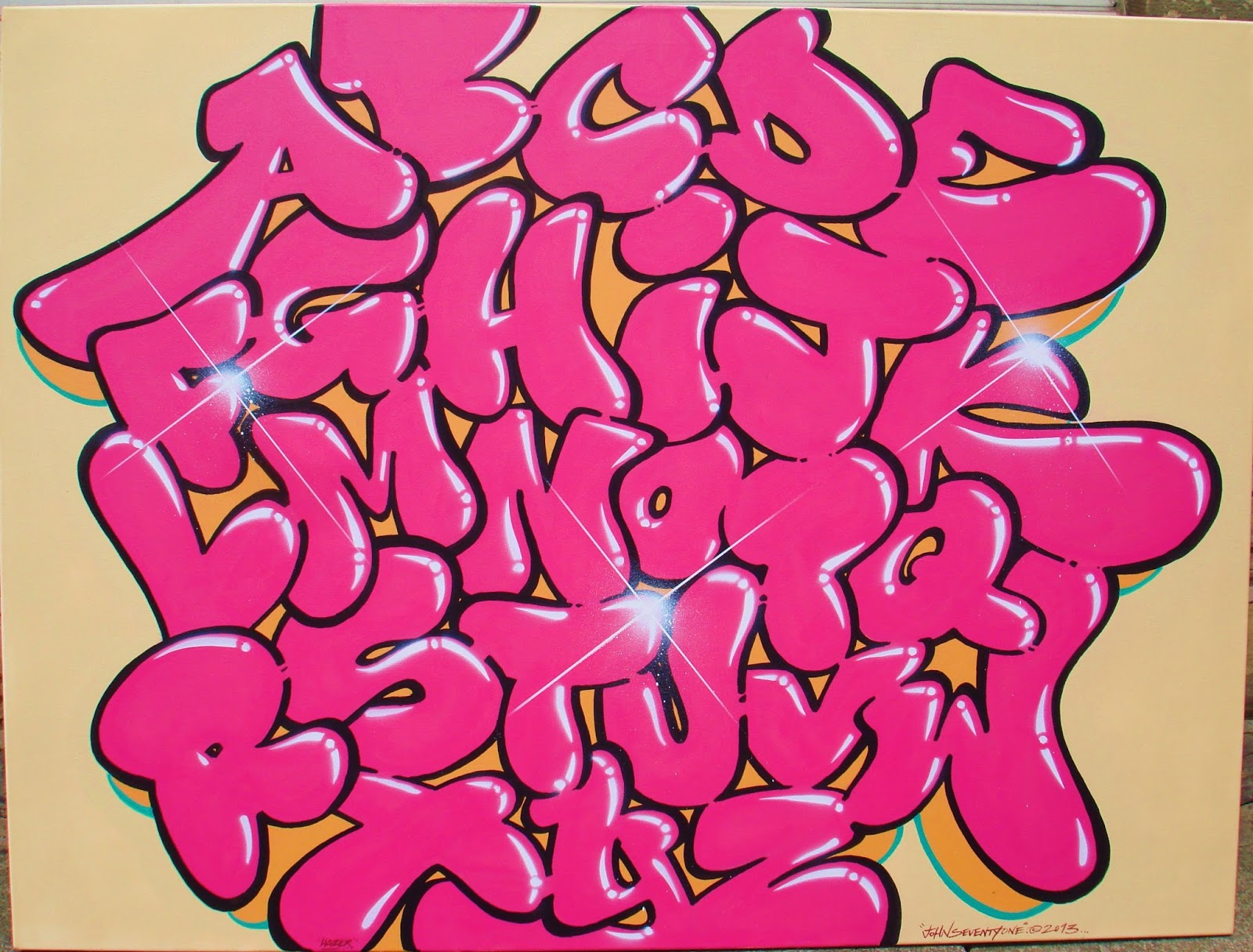 Sample Fonts Design Graffiti Alphabet Bubble A Z New Style Graffiti