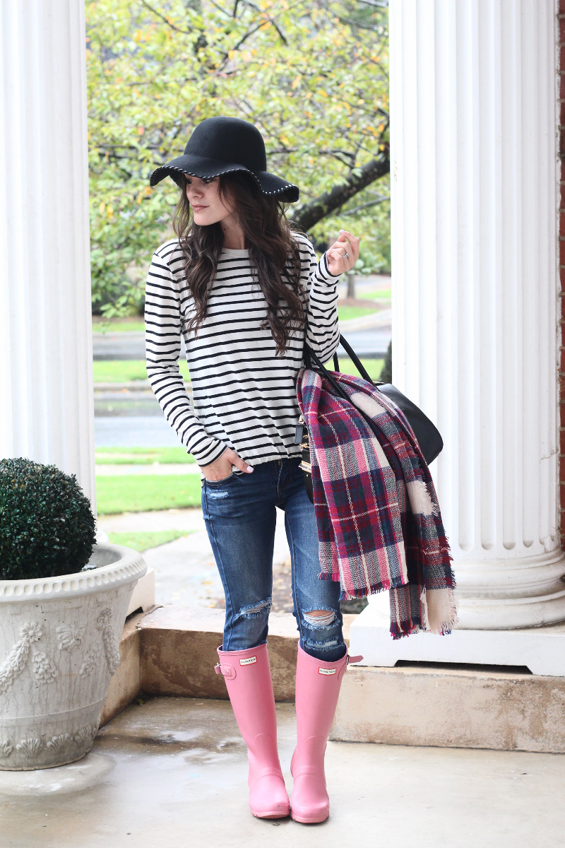 mrs. simply lovely : Stripes and Pink Hunter Boots