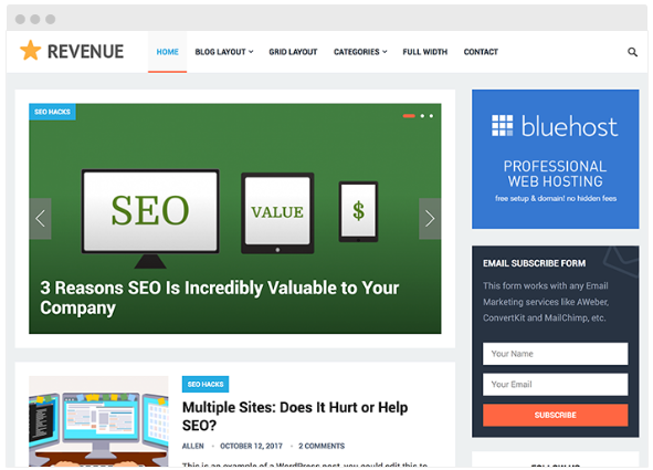 Revenue Theme of top 10 free wordpress themes