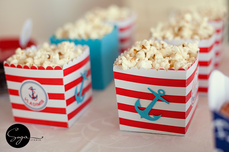 tema Navy petrecere, cutie popcorn navy, tema marina, petreceri personalizate