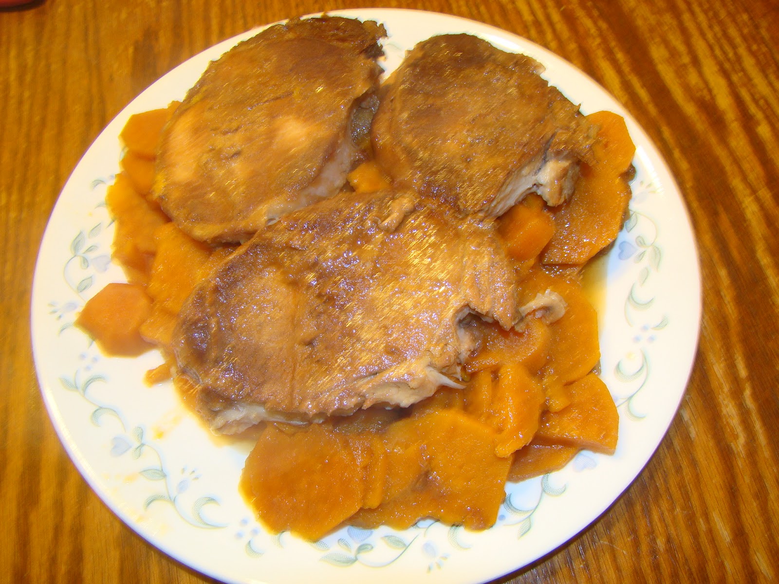 Blessed Beyond All Measure: Cran-Apple Pork Chops with Sweet Potatoes