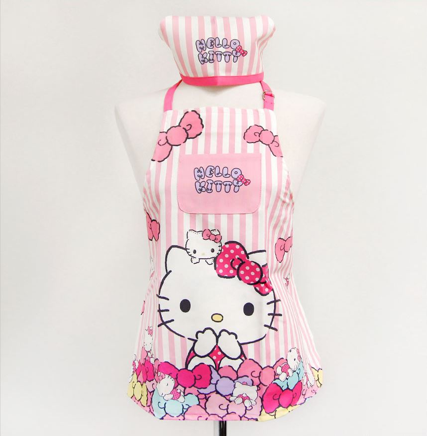 Hello Kitty Cute Child Apron Set Kitchen Cooking Baking Dining Dress