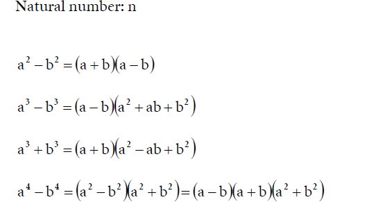 Algebraic Factorisation Formulas