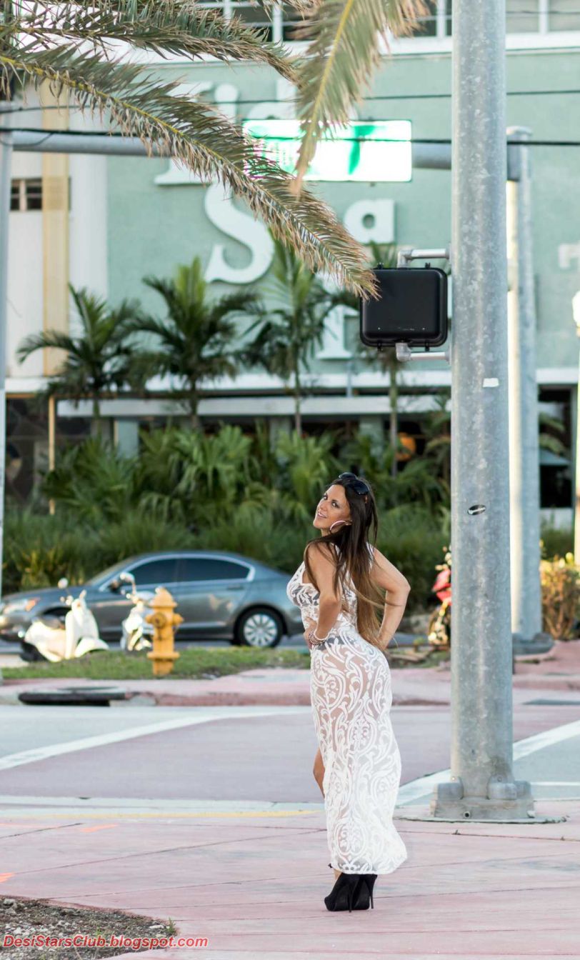 Gorgeous Model Claudia Romani White Dress Photo shoots in Miami