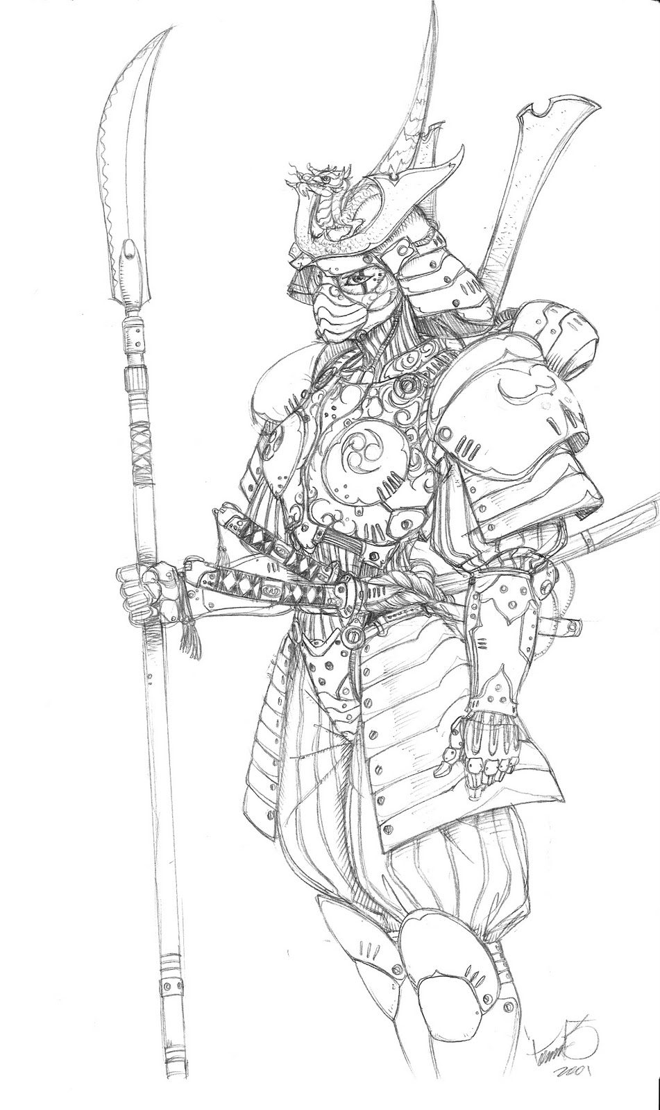 Warriors in art: Samurai mech suit by Tomas Morejon
