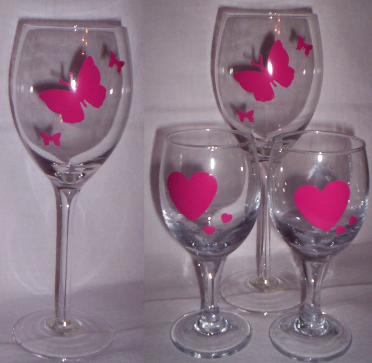 Sharyn and Dave Wine glasses decorated with vinyl