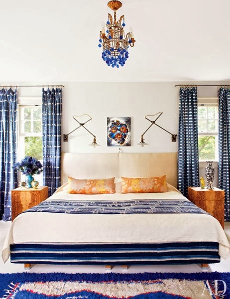 dormitorio decorado en tonos azules