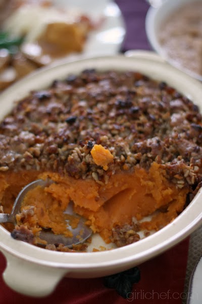 Whipped Sweet Potatoes and Bananas with Pecan Streusel
