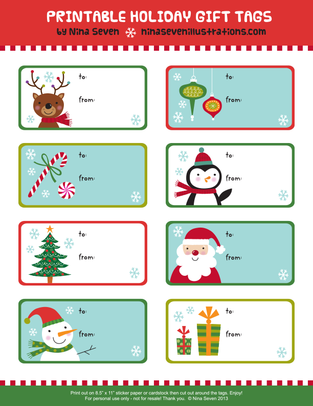 Printable Gift Tags Christmas Kids