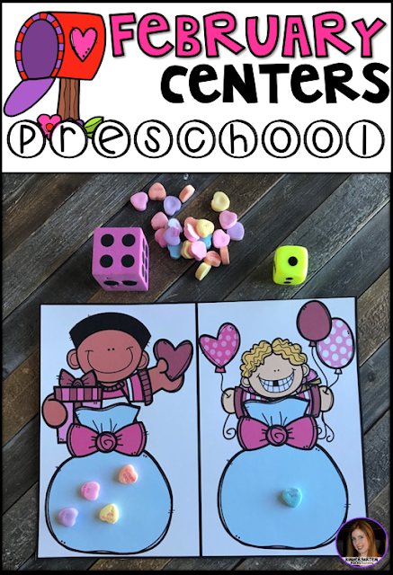 Are you looking for fun and simple thematic centers that you can prep quickly for your preschool classroom? Preschool February Centers was created for children ages 4-6 and mature 3 year-olds (looking for a challenge). These centers are sure to keep their interest and will help build important literacy, math and writing (fine-motor) skills.