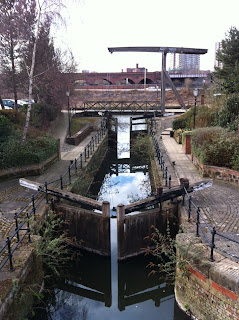 Small canal linking up with the River Irwell, Manchester