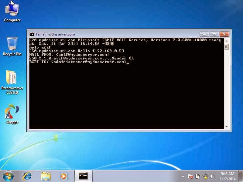 Barunsoft >>To send mail using at first you should install windows component Tel Net