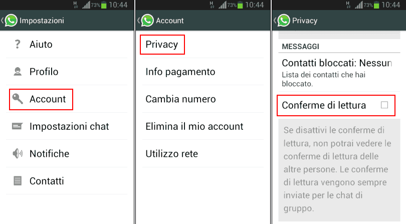 Disattivare doppia spunta blu WhatsApp