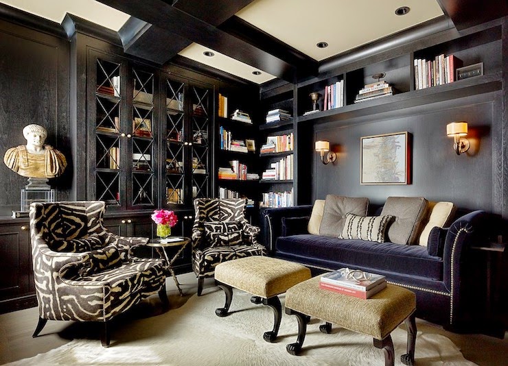CAD INTERIORS design tips interior design black paint library living room den