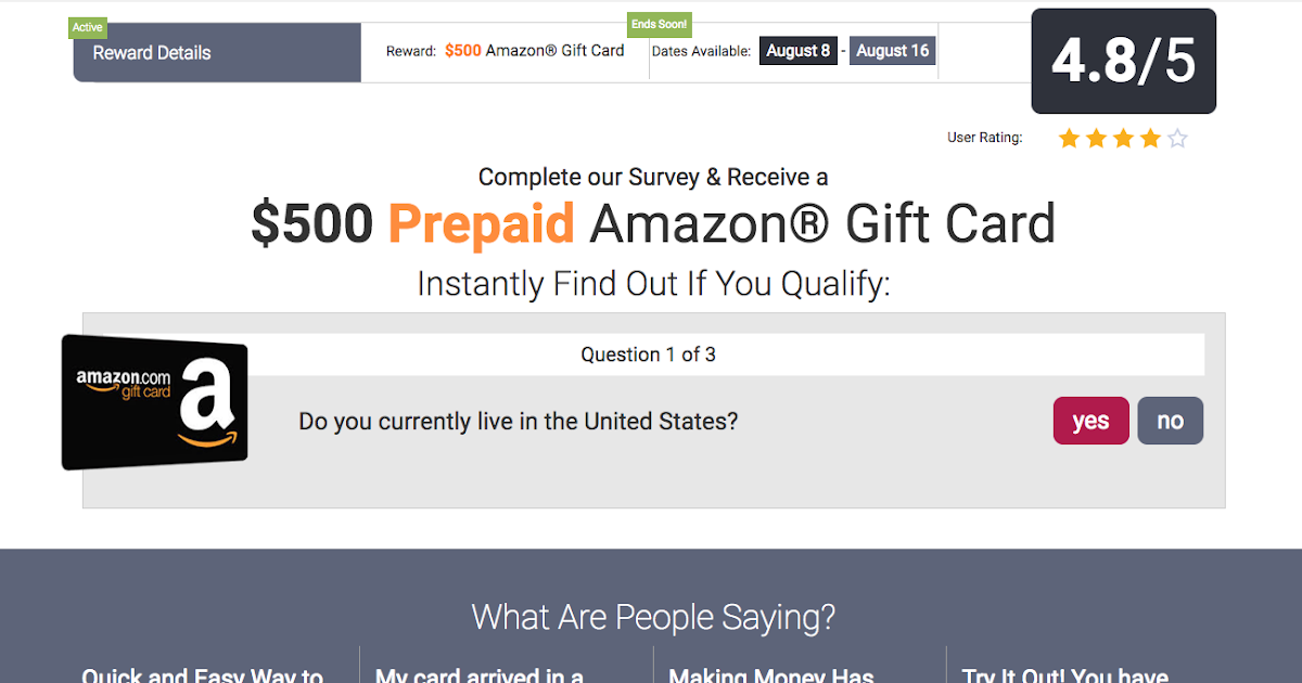 Complete our Survey & Receive a 500 Prepaid Amazon® Gift Card Best Deal Today