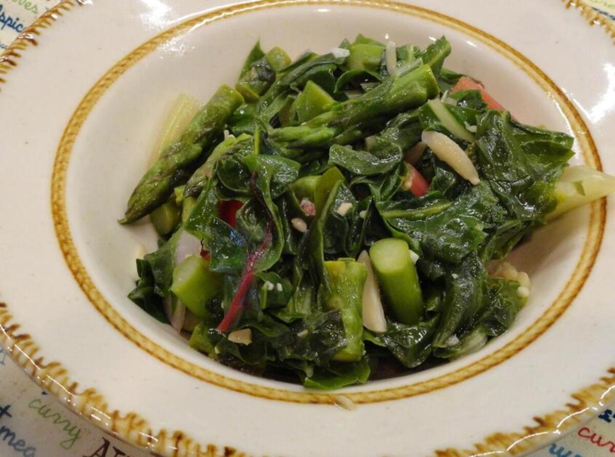 Quick Tasty Red Swiss Chard w /Asparagus