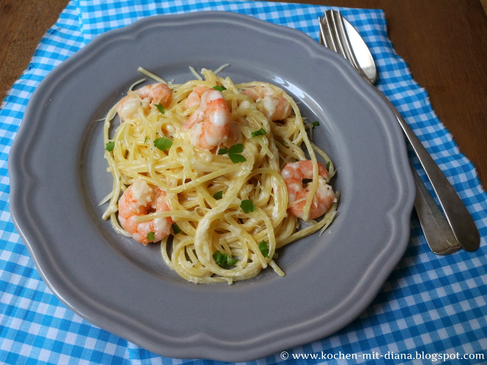 Spaghetti mit Garnelen und Alfredo-Soße | Kochen mit Diana