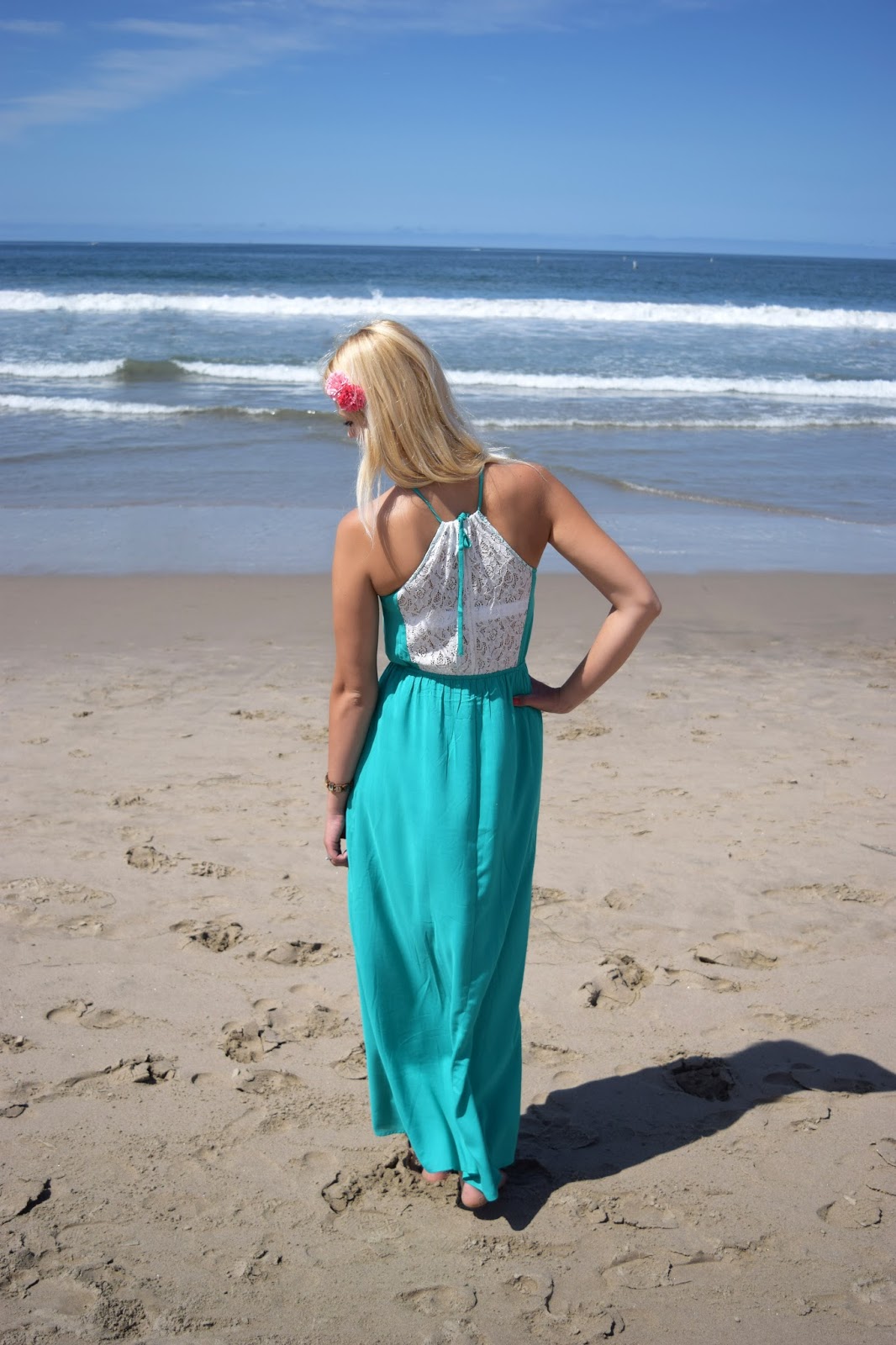Pinkblush maxi dress, santa monica beach