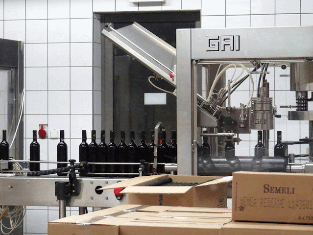 Wine bottling line on an Athens to Corinth Day Trip