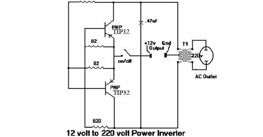 Rangkaian Inverter Sederhana 12volt Dc ke 220volt AC
