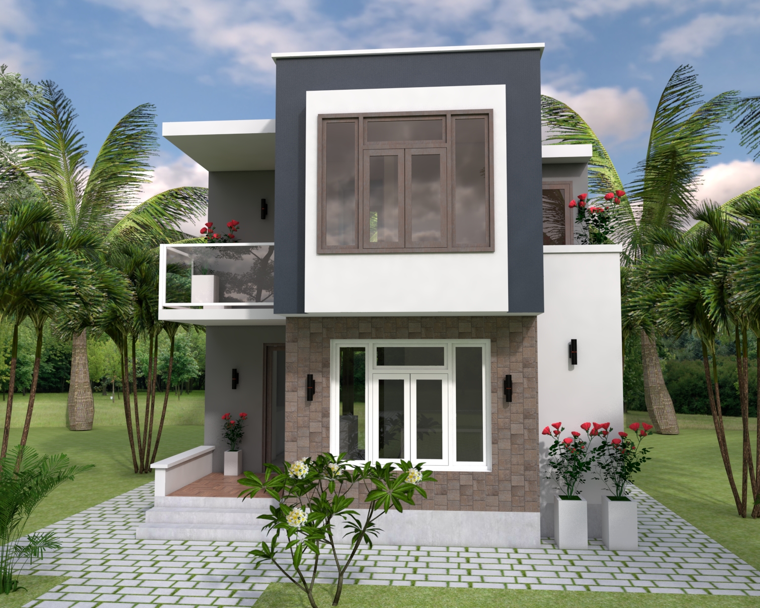 Full plans. Современные дома. Современные дома с панорамным остеклением двухэтажные. Проекты двухэтажных домов в стиле бунгало.