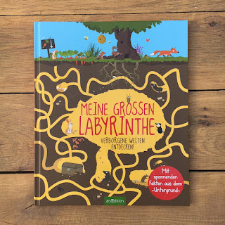 "Meine grossen Labyrinthe - Verborgene Welten entdecken" von Karine und Antoine Balzeau, illustriert von Gal Weizmann, erschienen im Verlag ArsEdition, Rezension auf Kinderbuchblog Familienbücherei