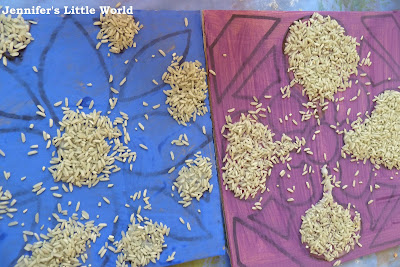 How to make dyed rice rangoli