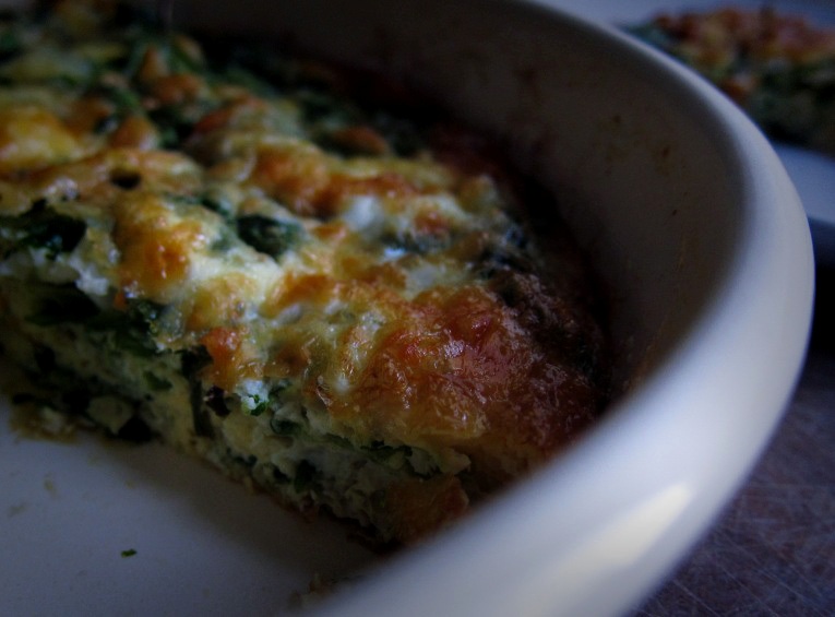 the indolent cook: easy cheesy spinach frittata (quick and simple)