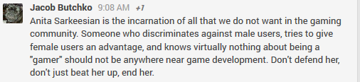 End Anita Sarkeesian Anita Sarkeesian should not just be beaten up, but she should be ended.