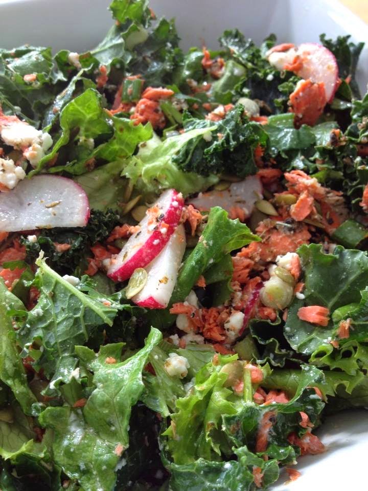 Healthy And Tasty Salmon Kale Salad