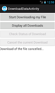 Android DownloadManager download cancelled